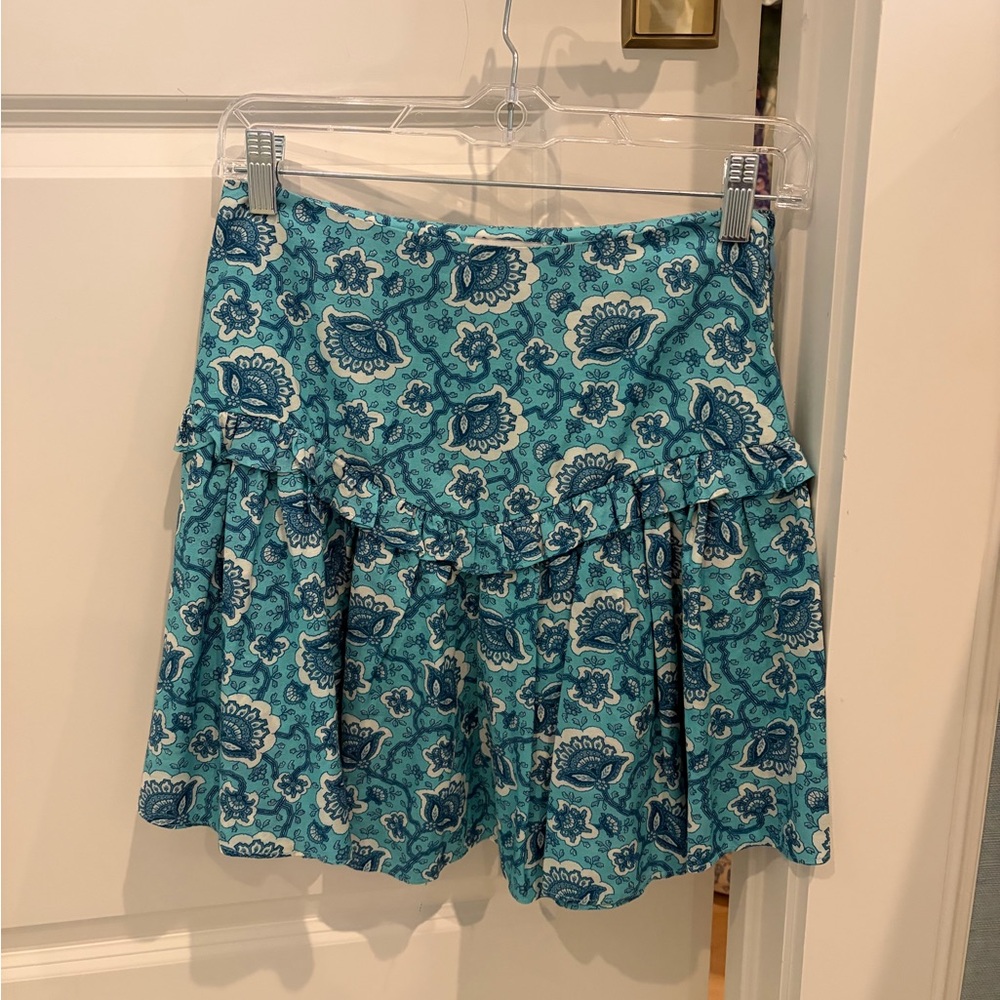 RHODE Blue Floral Mini Skirt